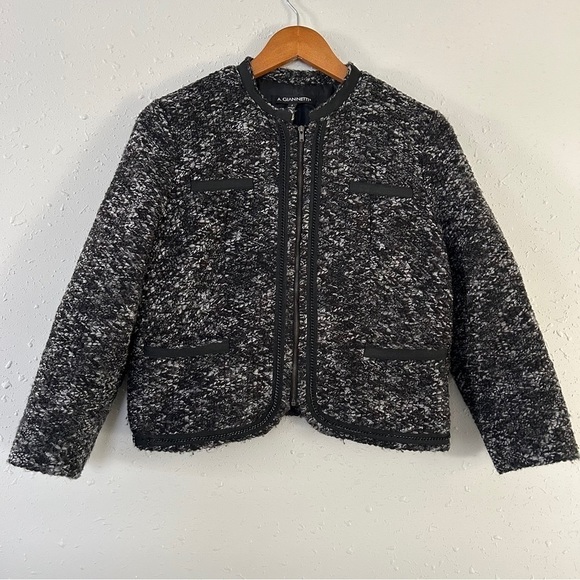 A. Giannetti Black Grey Tweed Blazer Suit Jacket Formal Small - Picture 1 of 7
